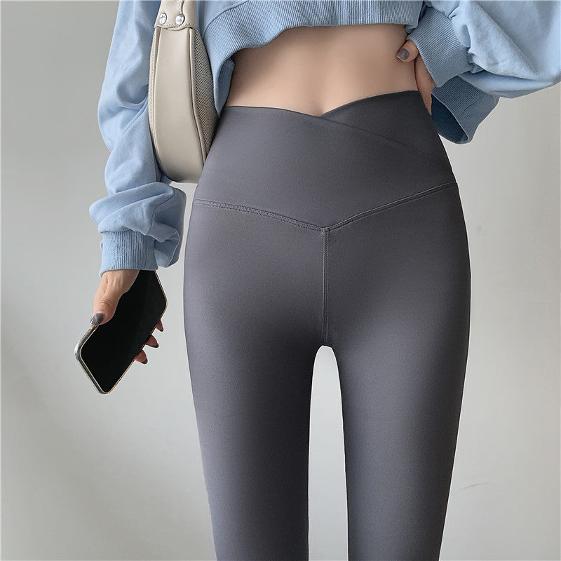 Abdomen Buttocks Stretch High Waisted Gray Shark Skin Pants Vibrant Vaults
