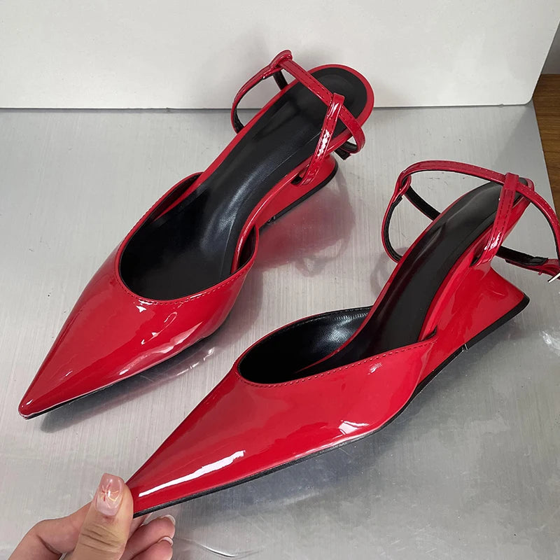 Pointed Toe Pumps Women Sandals High Heels Spring Summer Female Wedges Footwear Fashion Design Ladies Strange Heel Shoes Vibrant Vaults