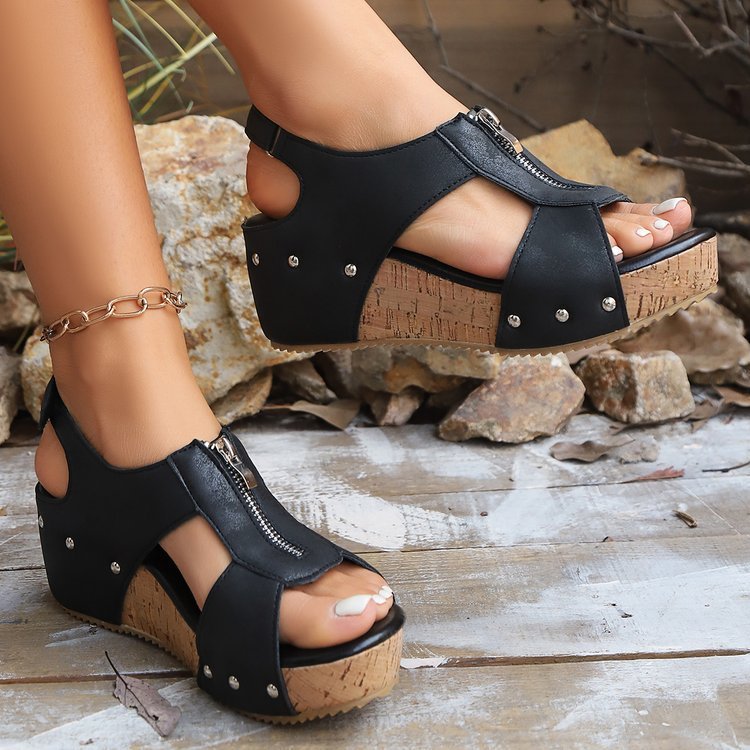 Plus Size Wedge Sandals Women's Lightweight Height Increasing Fashion Casual Sandals Vibrant Vaults