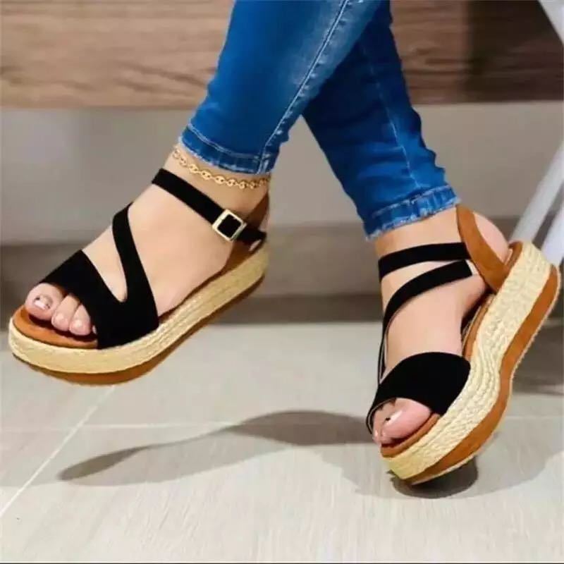 Platform Sandals Hollow Buckle Women's Shoes Vibrant Vaults