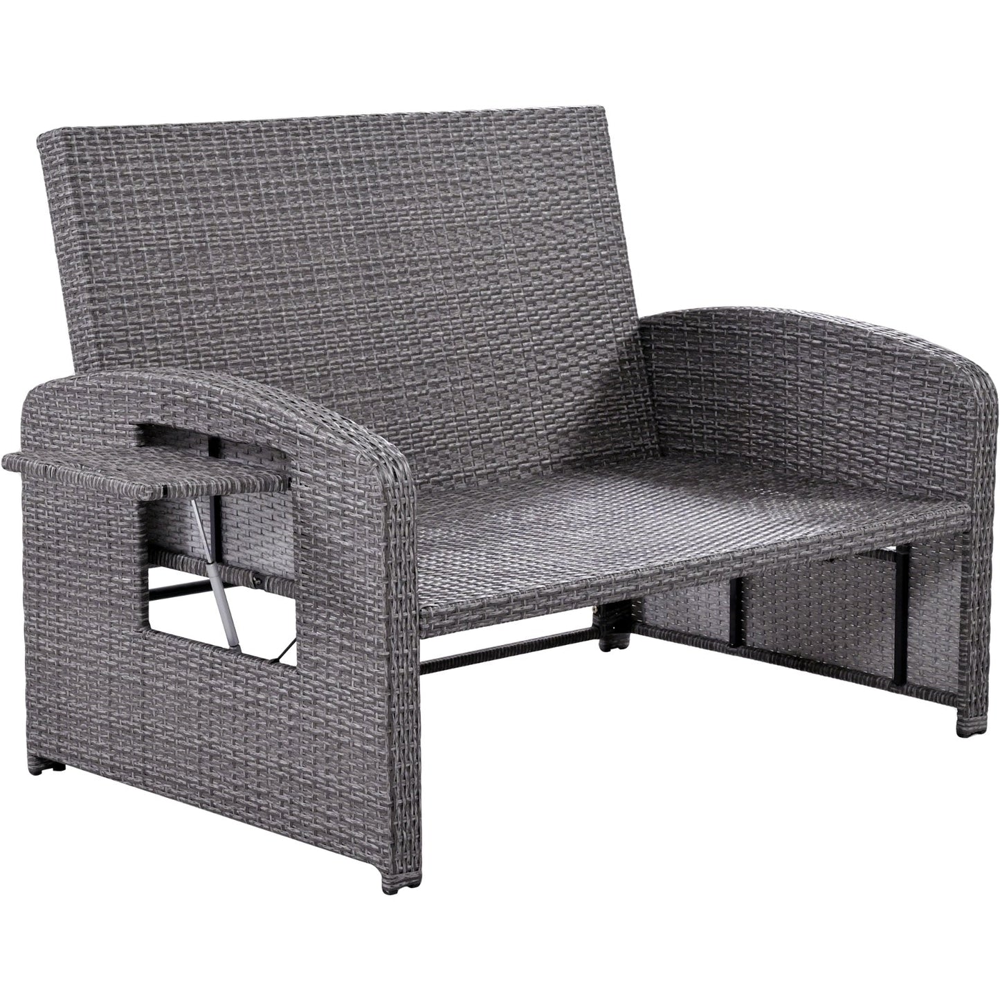 TOPMAX PE Wicker Rattan Double Chaise Lounge, 2-Person Adjustable Daybed Vibrant Vaults