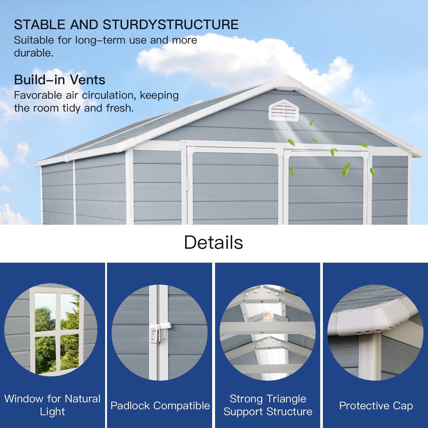 8x6ft Resin Outdoor Storage Shed Kit-Perfect To Store Patio Furniture,Grey Vibrant Vaults