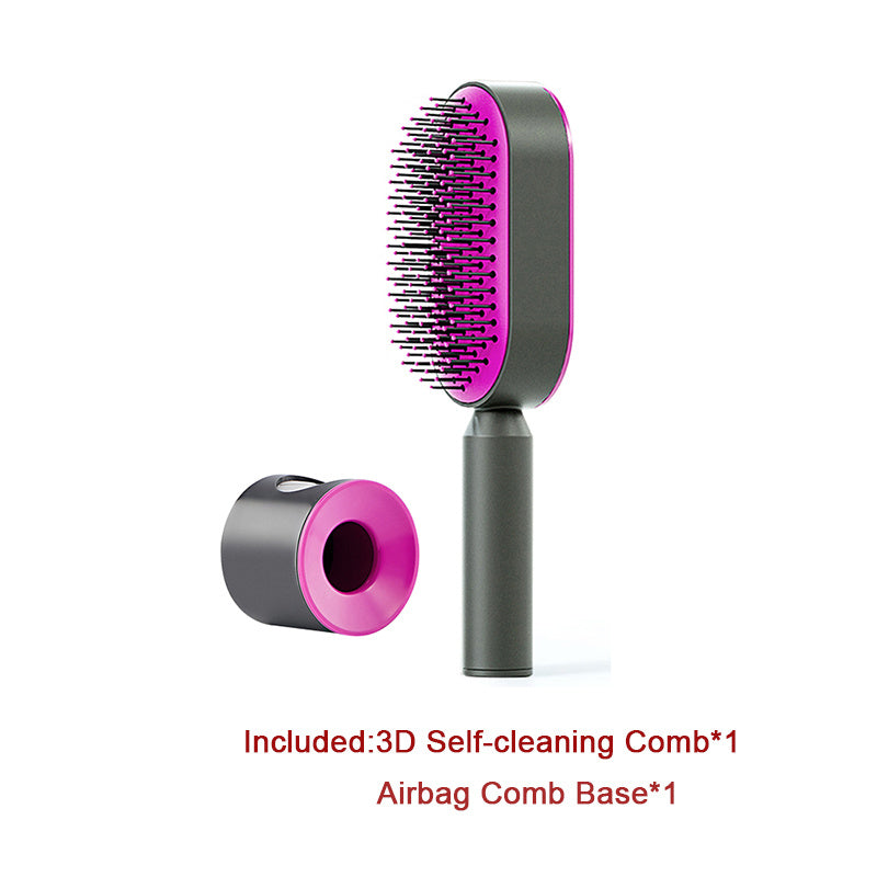 Self Cleaning Hair Brush For Women One-key Cleaning Hair Loss Airbag Massage Scalp Comb Anti-Static Hairbrush Vibrant Vaults