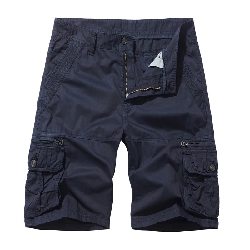 Summer New Men's Cotton Cargo Shorts Fashion Khaki Multi-Pocket Casual Short Pants Loose Large Size Comfortable Shorts Men Vibrant Vaults