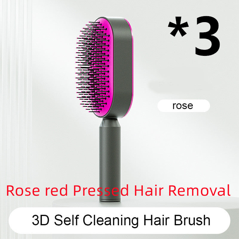 Self Cleaning Hair Brush For Women One-key Cleaning Hair Loss Airbag Massage Scalp Comb Anti-Static Hairbrush Vibrant Vaults