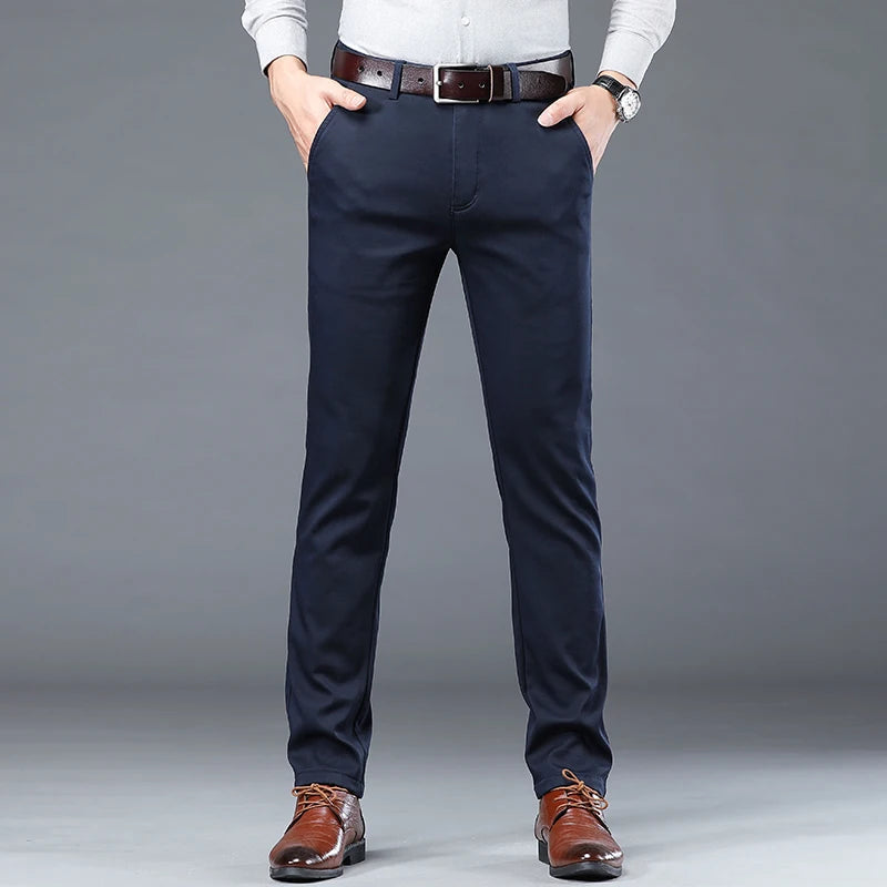 Spring Summer New Men‘s Suit Pants Dress Pant Business Office Cotton Classic Black Blue Trousers Male Plus Size 40 Vibrant Vaults