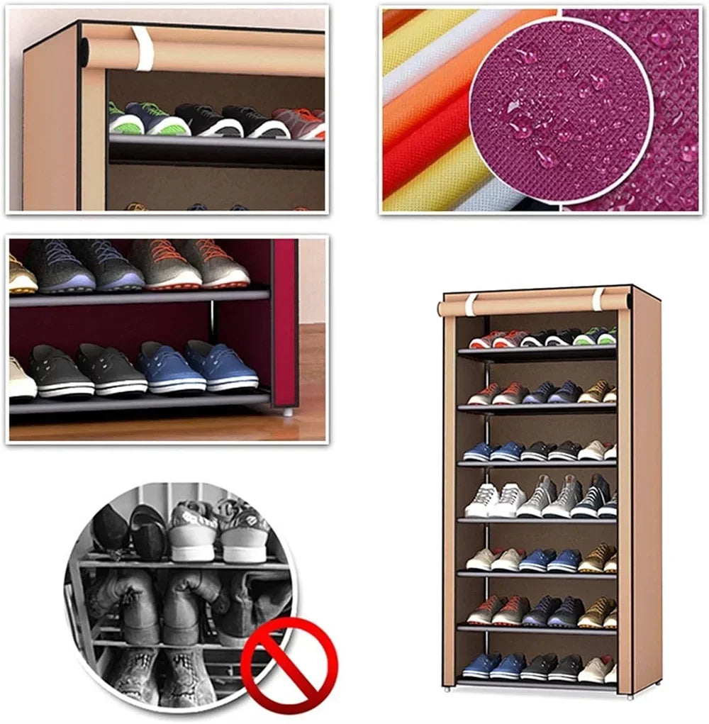 Multilayer Shoe Rack Organizer Nonwoven Fabric Hallway Entryway Stand Holder Space Saving Cabinet Home Furniture Dustproof Shelf Vibrant Vaults