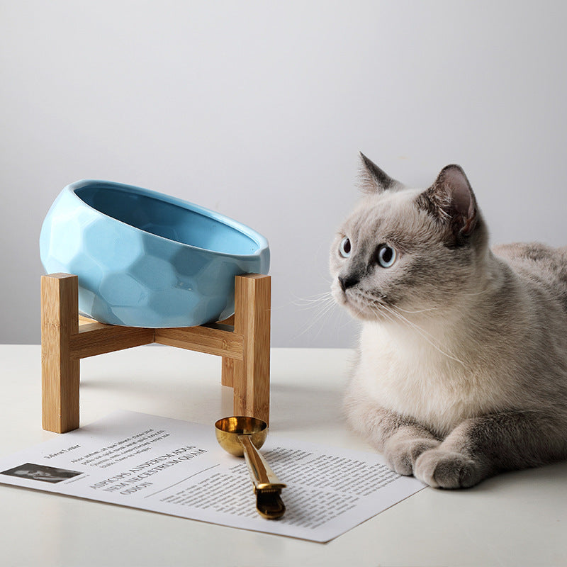 Pet bowl oblique mouth cat bowl food bowl dog bowl method bucket food bowl Vibrant Vaults