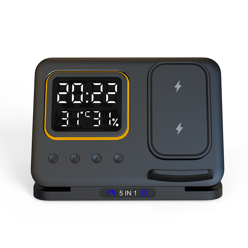15W Wireless Chargers Stand 5 In1 LED Digital Alarm Clock Fast Charging Dock Station Vibrant Vaults