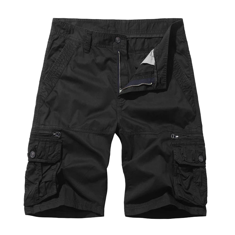 Summer New Men's Cotton Cargo Shorts Fashion Khaki Multi-Pocket Casual Short Pants Loose Large Size Comfortable Shorts Men Vibrant Vaults
