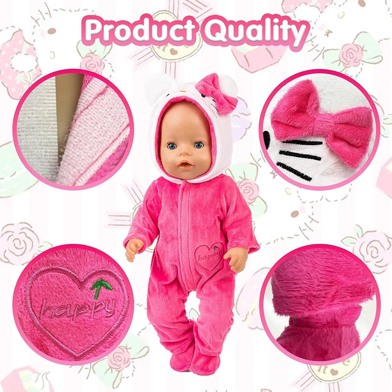 18Inch/45cm Popular American Doll Clothes Set Fit Reborn Doll Pink Blue Red Cat Clothes Pajamas Accessory Doll Clothes Girl Gift Vibrant Vaults