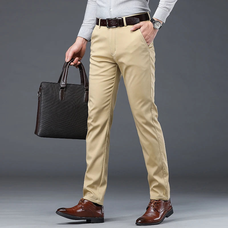 Spring Summer New Men‘s Suit Pants Dress Pant Business Office Cotton Classic Black Blue Trousers Male Plus Size 40 Vibrant Vaults