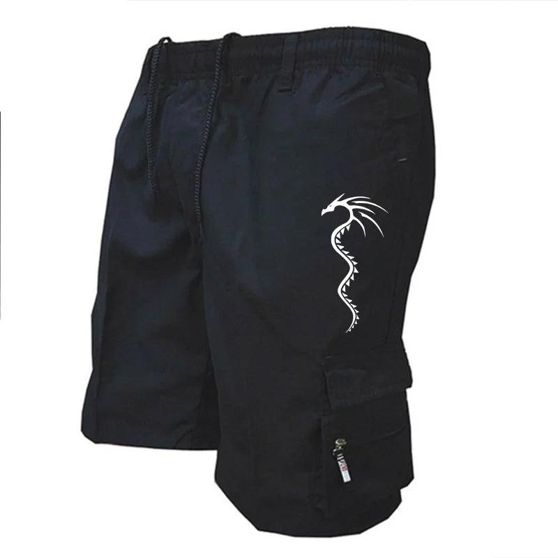 Men's Cargo Shorts Casual Tactical Shorts Fashionable Printed Dragon Camouflage Shorts Spring and Summer Men's Wear Vibrant Vaults