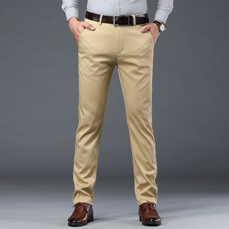 Spring Summer New Men‘s Suit Pants Dress Pant Business Office Cotton Classic Black Blue Trousers Male Plus Size 40 Vibrant Vaults