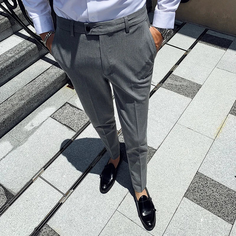 Men's Social Trousers Masculina Suit Trousers Man Formal Pants Spring Men Dress Pants Slim Fit Black White Pantalones Hombre Vibrant Vaults