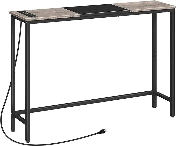 HOOBRO Narrow Console Table with Power Outlets, 44.9-Inch Sofa Table, Slim Behind Couch Table, Entryway Display Shelf Vibrant Vaults