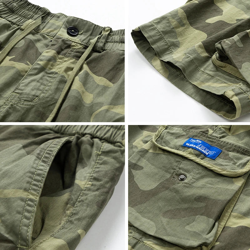 New Men Summer Outdoor Fashion Casual Breathable Pure Cotton Cargo Shorts Men Bermuda Camouflage Beach Jogger Shorts Men Vibrant Vaults