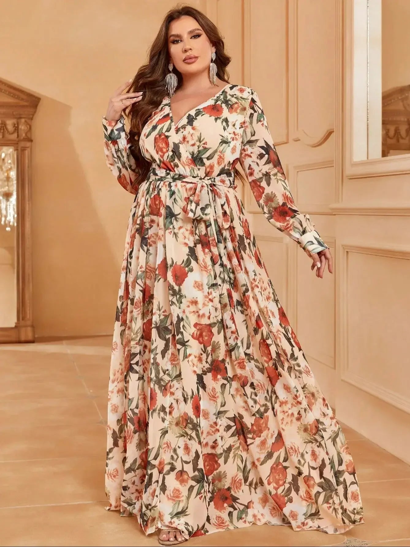 Plus Size Printed Casual Dress Evening gown Ball dress Party dress Vibrant Vaults