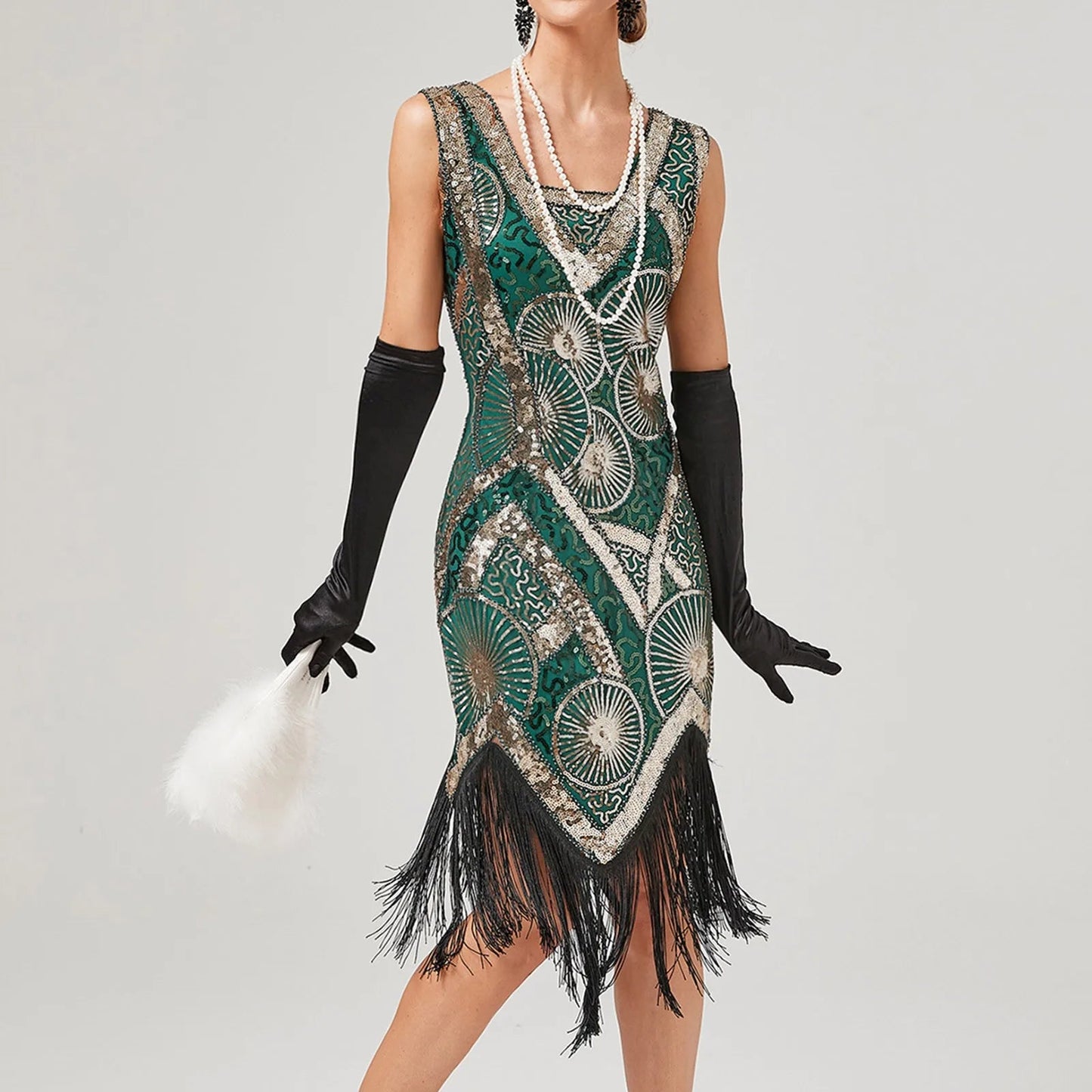 Vintage 1920s Flapper Great Gatsby Dress O-Neck Cap Sleeve Sequin Fringe Party Midi Dress 2024 Summer Dress Vestidos Vibrant Vaults