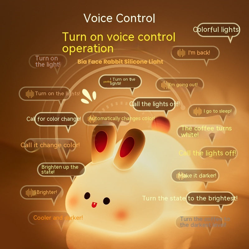 Cute LED Night Light Touch Sensor Cartoon Kid's Nightlights Big Face Rabbit Silicone Night Light Christmas Gift Bedside Lamp Home Decor Vibrant Vaults