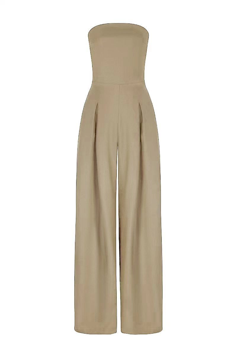 Loose Tube-top Jumpsuit Ins Fashion Backless Wide Leg Long Pants Overalls Women's Clothing Vibrant Vaults