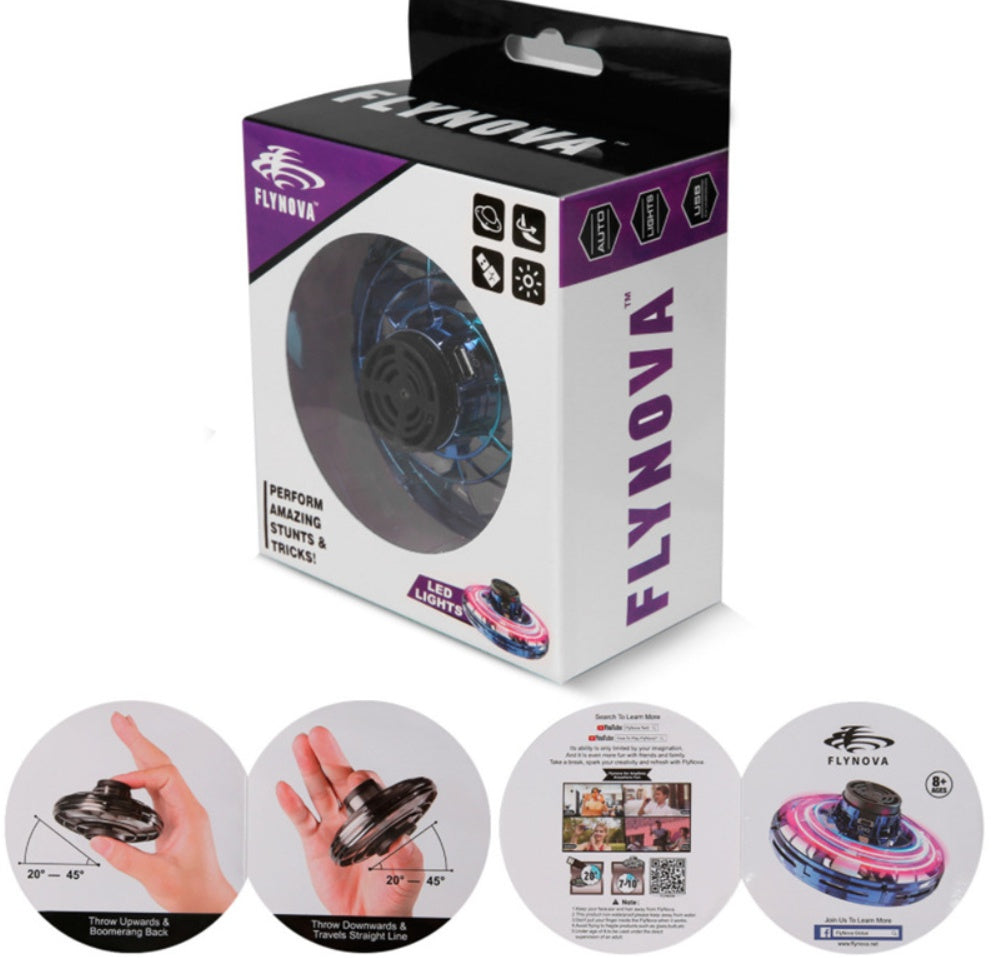Mini Fingertip Gyro Interactive Decompression Toy Drone LED UFO Type Flying Helicopter Spinner Toy Kids Vibrant Vaults