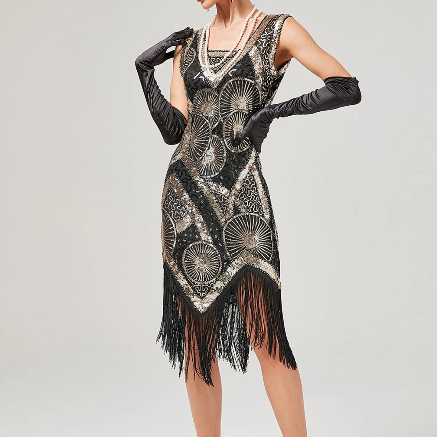 Vintage 1920s Flapper Great Gatsby Dress O-Neck Cap Sleeve Sequin Fringe Party Midi Dress 2024 Summer Dress Vestidos Vibrant Vaults