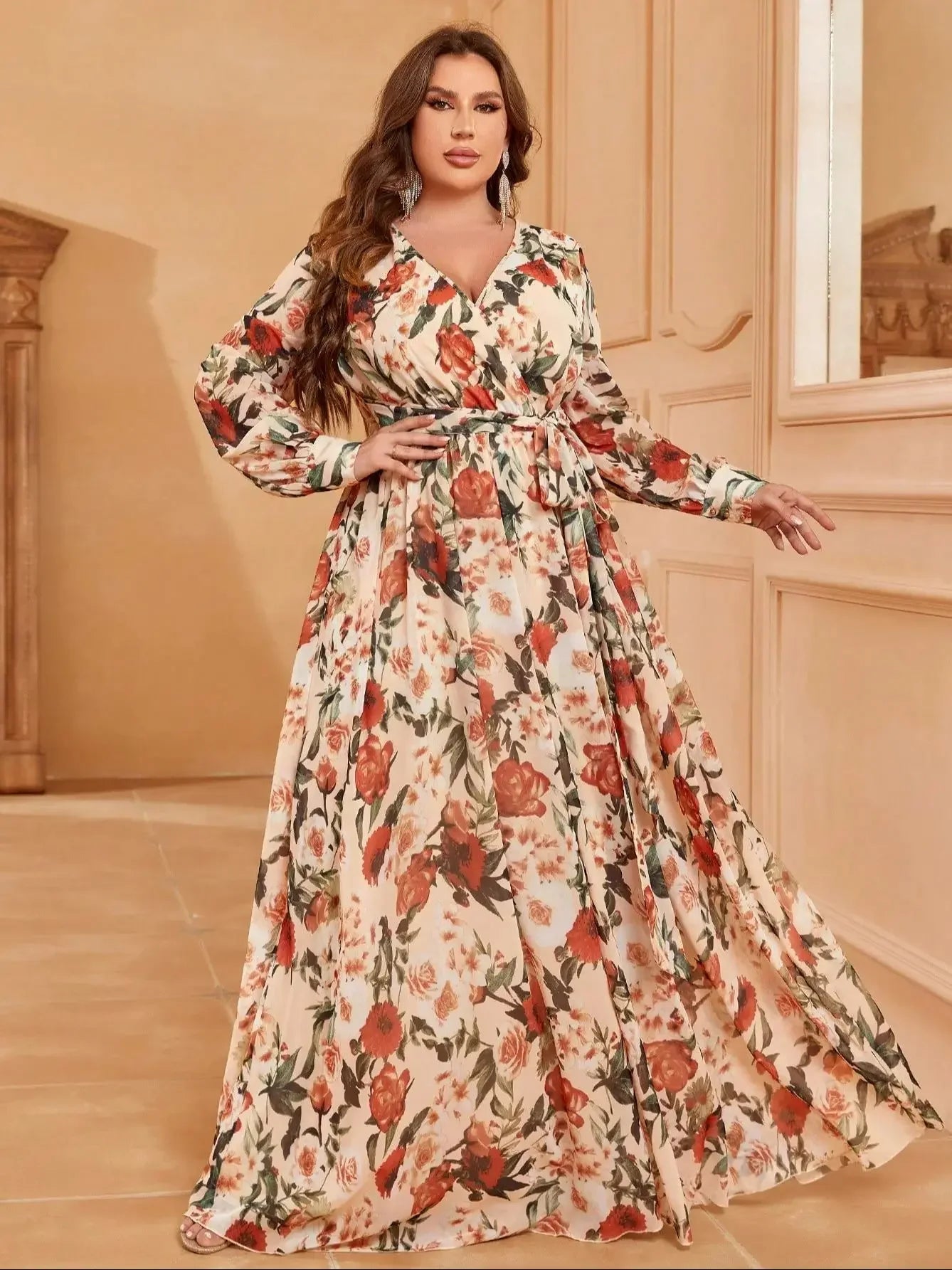 Plus Size Printed Casual Dress Evening gown Ball dress Party dress Vibrant Vaults