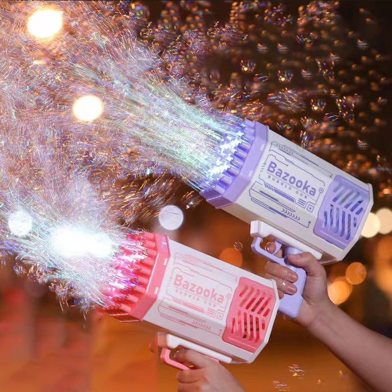 Bubble Gun Rocket 69 Holes Soap Bubbles Machine Gun Shape Automatic Blower With Light Toys For Kids Pomperos Vibrant Vaults