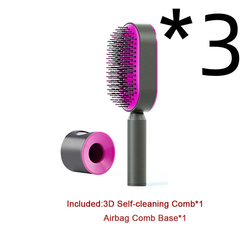 Self Cleaning Hair Brush For Women One-key Cleaning Hair Loss Airbag Massage Scalp Comb Anti-Static Hairbrush Vibrant Vaults
