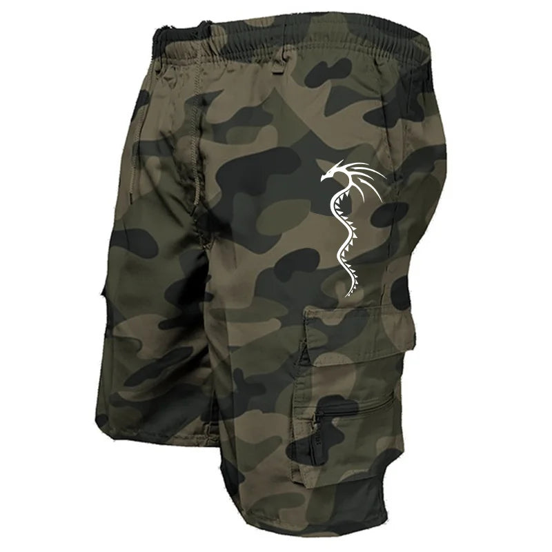 Men's Cargo Shorts Casual Tactical Shorts Fashionable Printed Dragon Camouflage Shorts Spring and Summer Men's Wear Vibrant Vaults