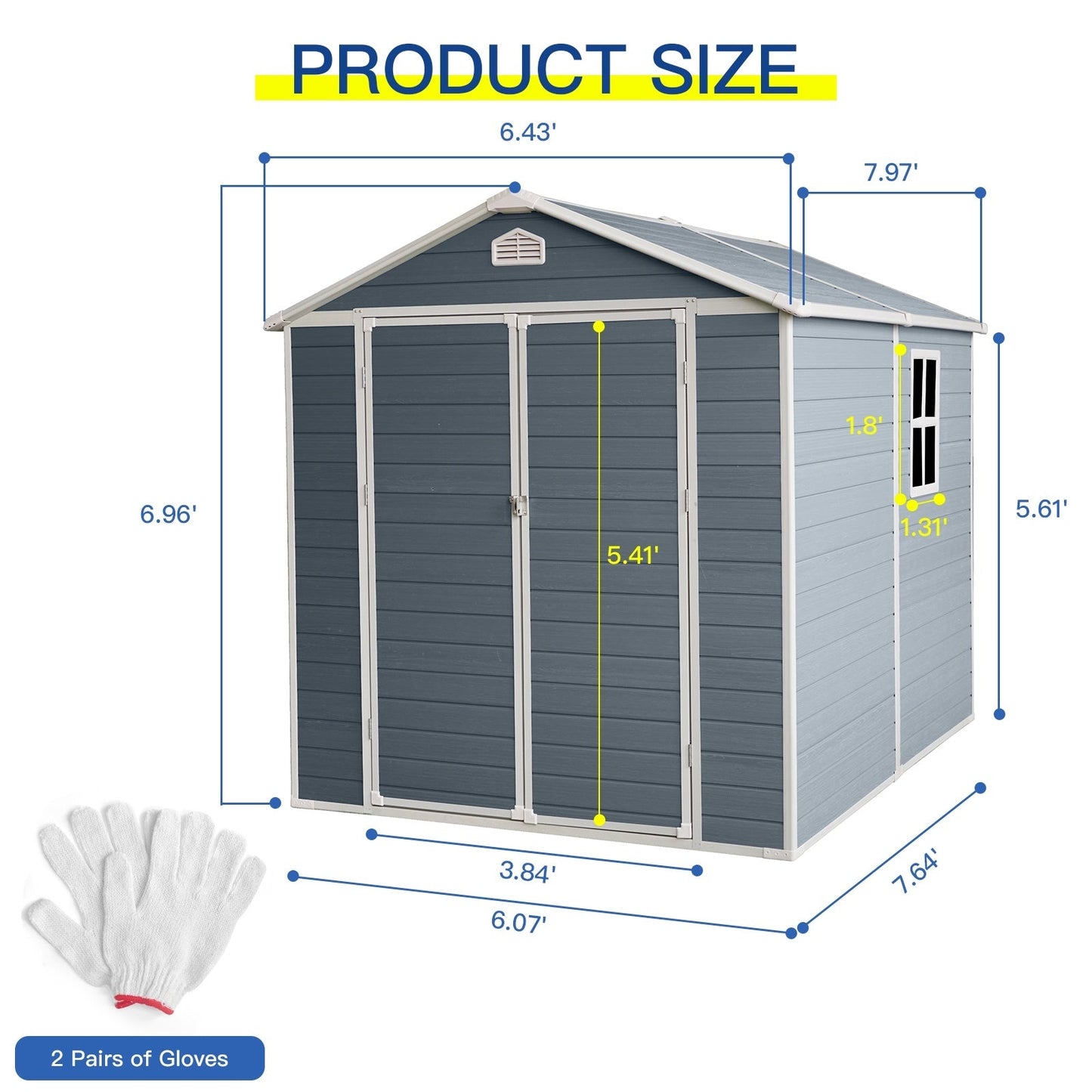 8x6ft Resin Outdoor Storage Shed Kit-Perfect To Store Patio Furniture,Grey Vibrant Vaults