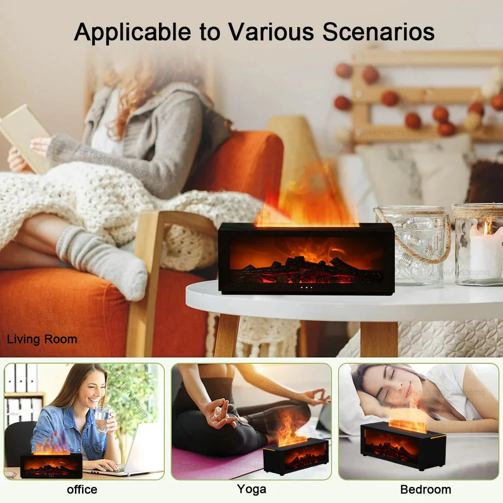 Simulation Fireplace Flame Remote Control Humidifier Aromatherapy Vibrant Vaults