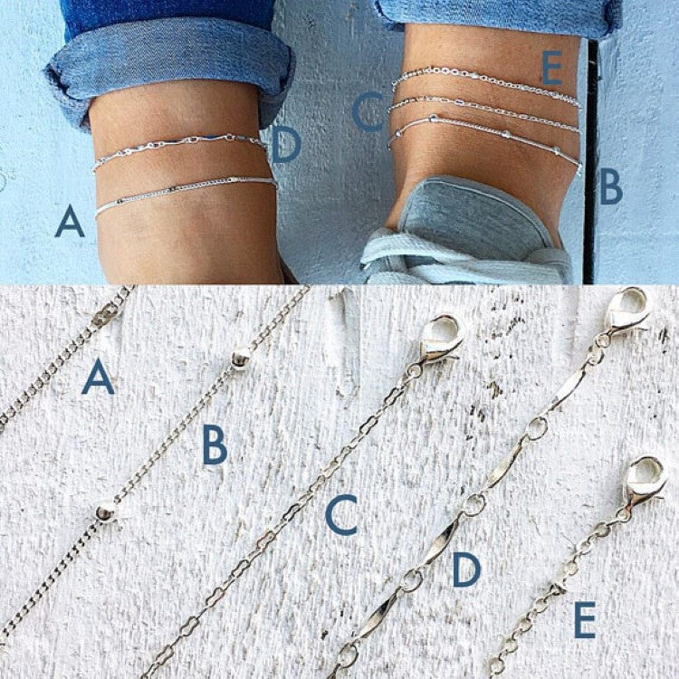 Stylish Simple And Versatile Anklets 5 Pieces Suit Combination Vibrant Vaults