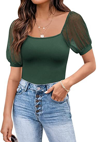 Fashionable See-through Slim Patchwork Short Sleeve Vibrant Vaults