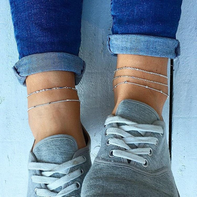Stylish Simple And Versatile Anklets 5 Pieces Suit Combination Vibrant Vaults