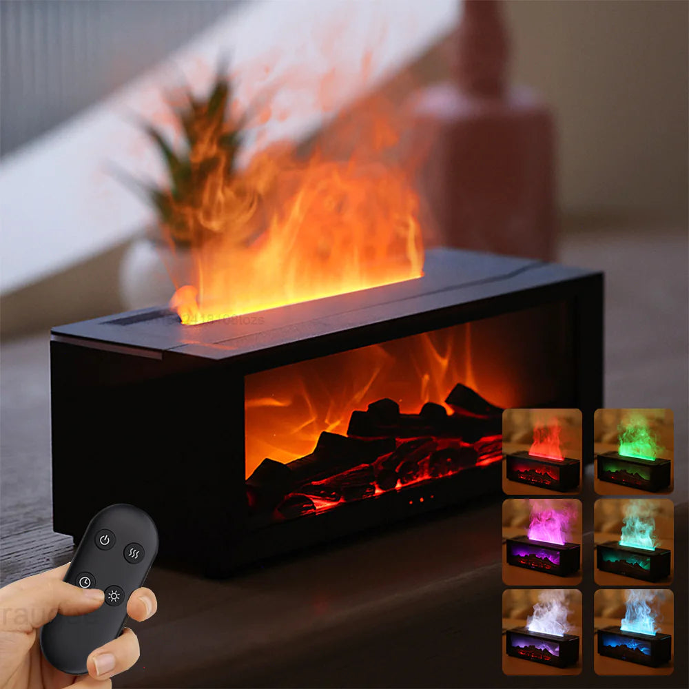 Simulation Fireplace Flame Remote Control Humidifier Aromatherapy Vibrant Vaults