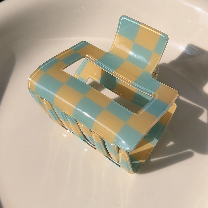 Colorful Checkerboard Grab Clips All-match Hair Grasping Simple Vibrant Vaults