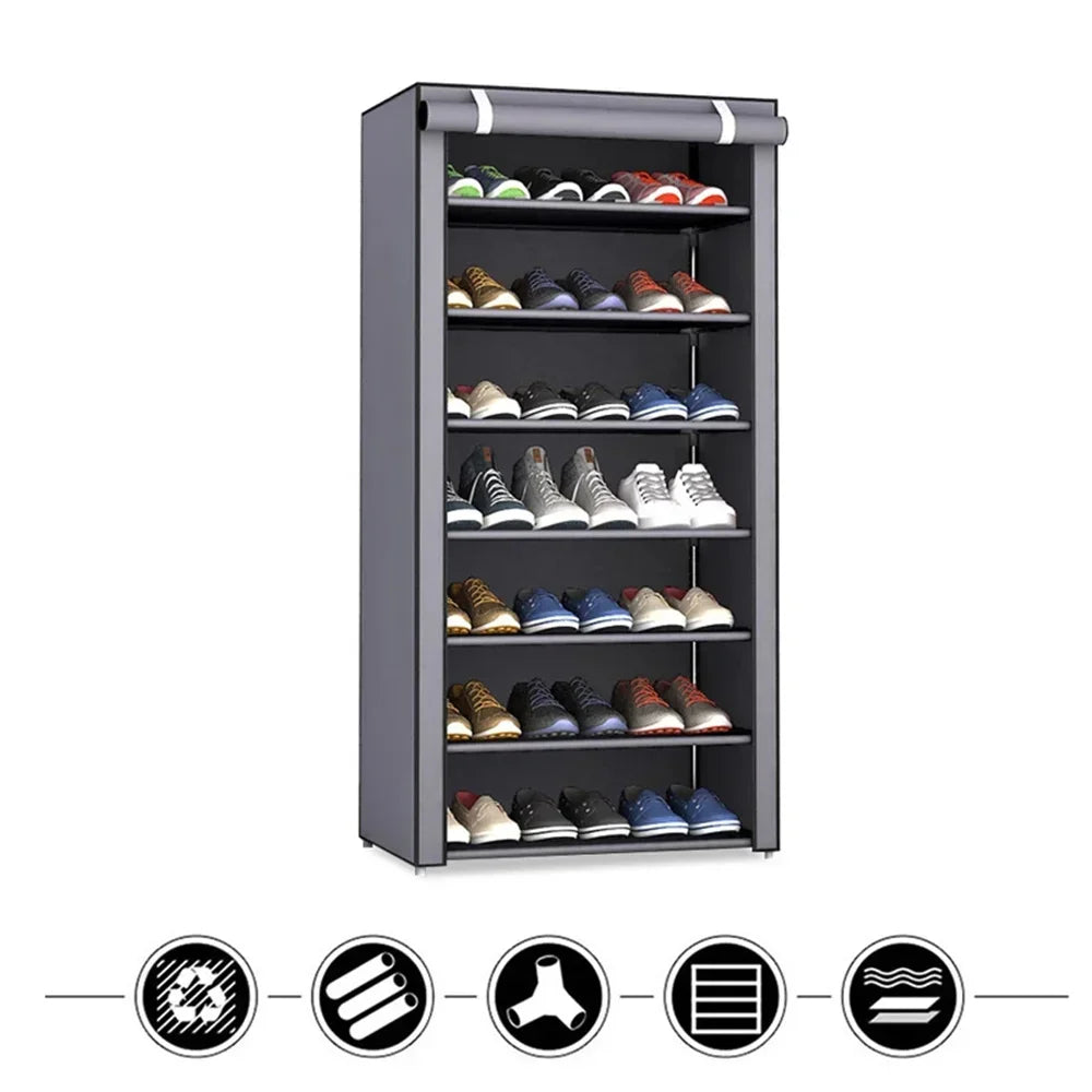 Multilayer Shoe Rack Organizer Nonwoven Fabric Hallway Entryway Stand Holder Space Saving Cabinet Home Furniture Dustproof Shelf Vibrant Vaults