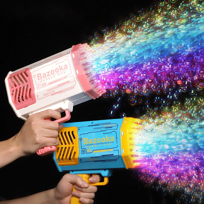 Bubble Gun Rocket 69 Holes Soap Bubbles Machine Gun Shape Automatic Blower With Light Toys For Kids Pomperos Vibrant Vaults