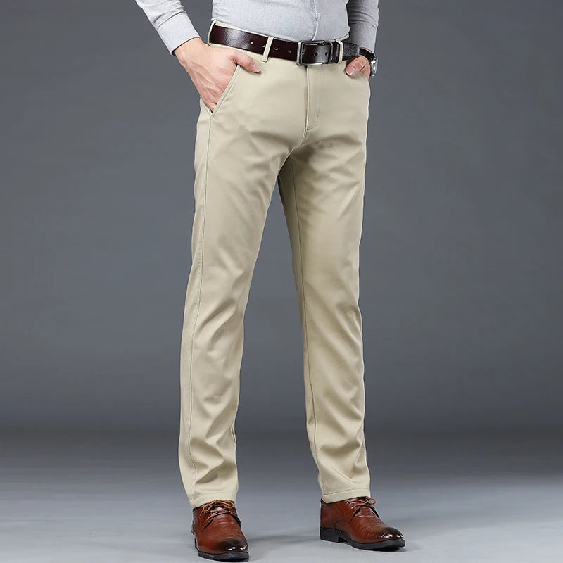 Spring Summer New Men‘s Suit Pants Dress Pant Business Office Cotton Classic Black Blue Trousers Male Plus Size 40 Vibrant Vaults