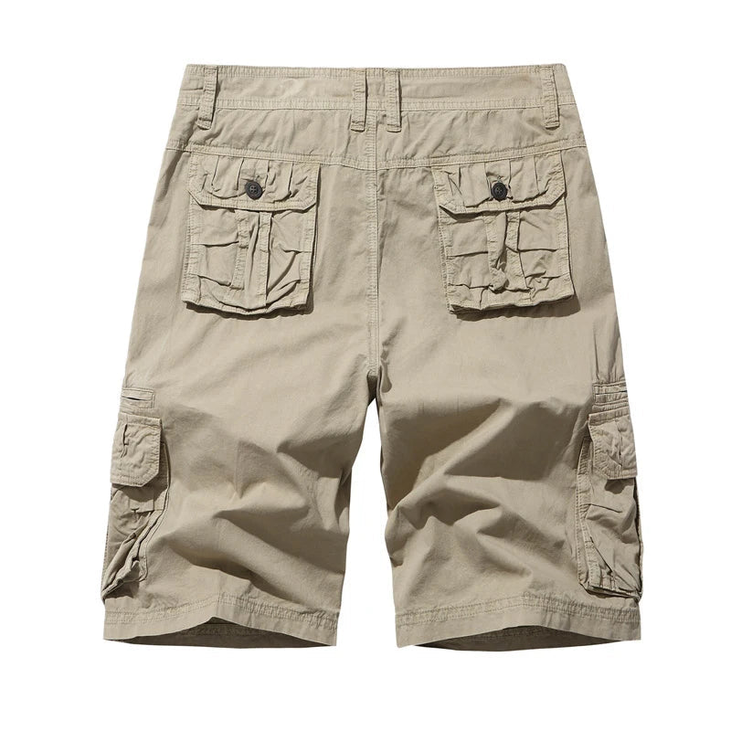 Summer New Men's Cotton Cargo Shorts Fashion Khaki Multi-Pocket Casual Short Pants Loose Large Size Comfortable Shorts Men Vibrant Vaults