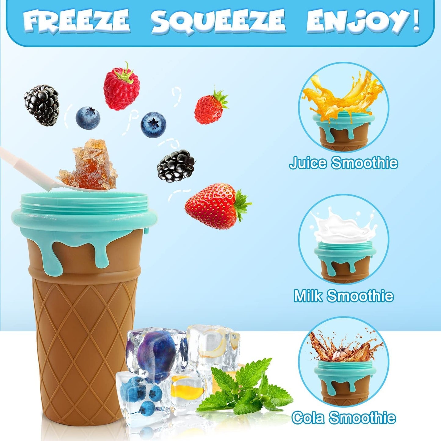 500ml Large Capacity Slushy Cup Summer Squeeze Homemade Juice Water Bottle Quick-Frozen Smoothie Sand Cup Pinch Fast Cooling Magic Ice Cream Slushy Maker Beker Kitchen Gadgets Vibrant Vaults