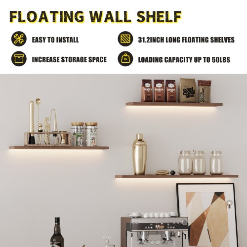 Floating Shelves, 32inch Floating Shelves For Wall Mounted, Wall Shelves For Bathroom, Dining Room, Kitchen, Floating Shelf For Books, Storage, Room Decor Vibrant Vaults