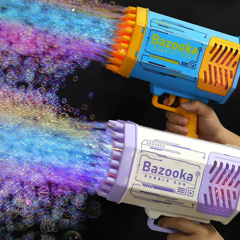 Bubble Gun Rocket 69 Holes Soap Bubbles Machine Gun Shape Automatic Blower With Light Toys For Kids Pomperos Vibrant Vaults