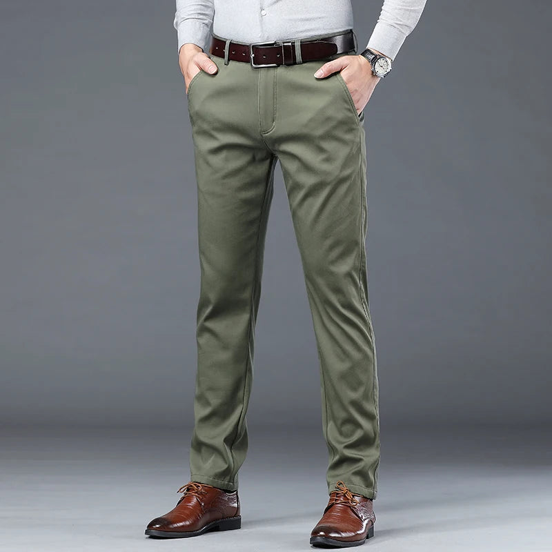 Spring Summer New Men‘s Suit Pants Dress Pant Business Office Cotton Classic Black Blue Trousers Male Plus Size 40 Vibrant Vaults