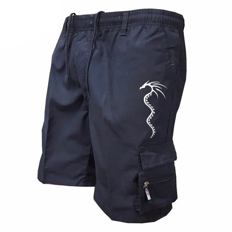 Men's Cargo Shorts Casual Tactical Shorts Fashionable Printed Dragon Camouflage Shorts Spring and Summer Men's Wear Vibrant Vaults