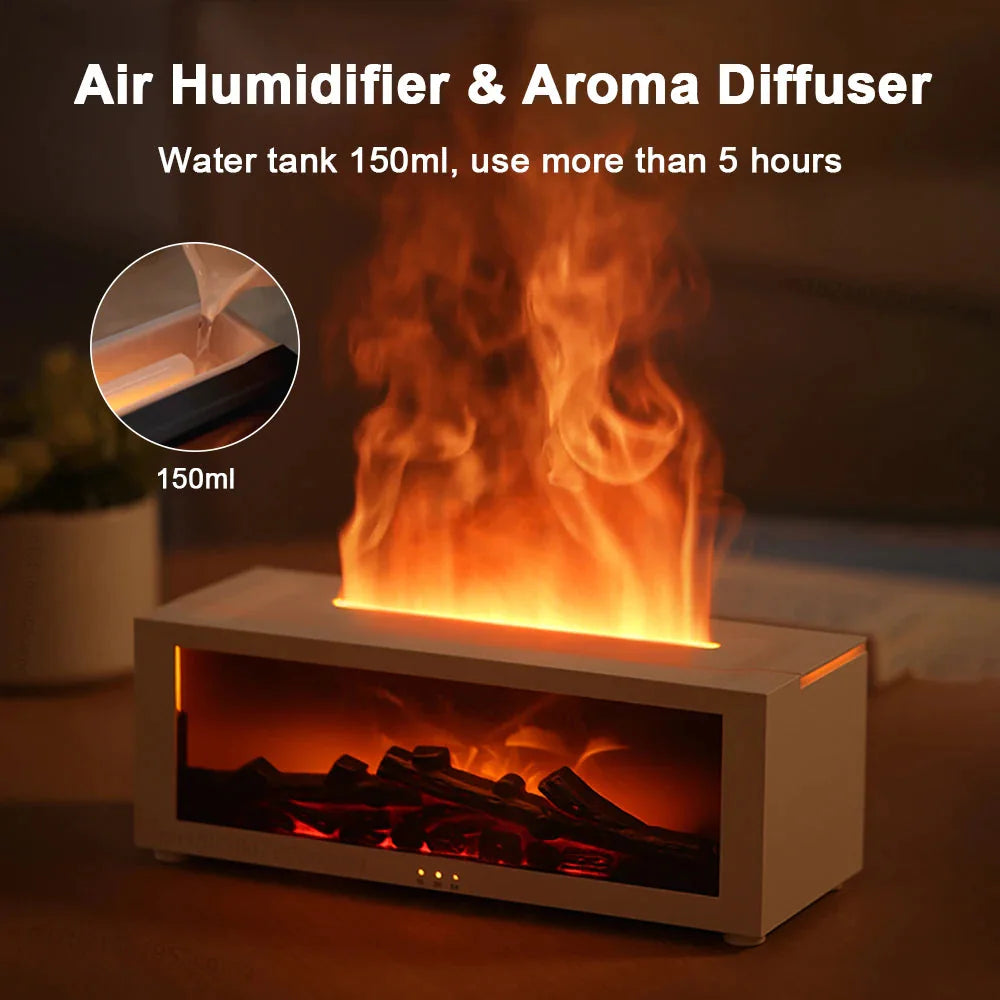 Simulation Fireplace Flame Remote Control Humidifier Aromatherapy Vibrant Vaults