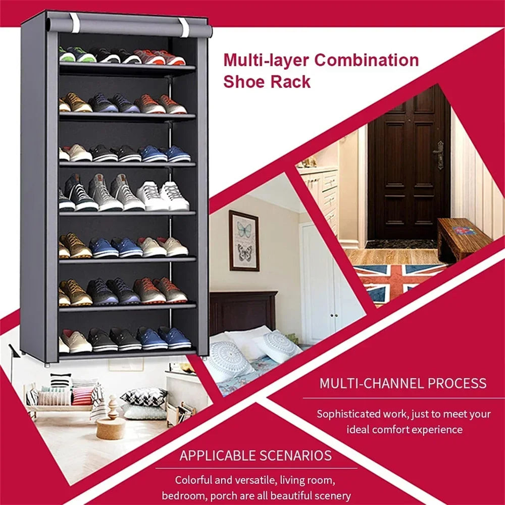 Multilayer Shoe Rack Organizer Nonwoven Fabric Hallway Entryway Stand Holder Space Saving Cabinet Home Furniture Dustproof Shelf Vibrant Vaults