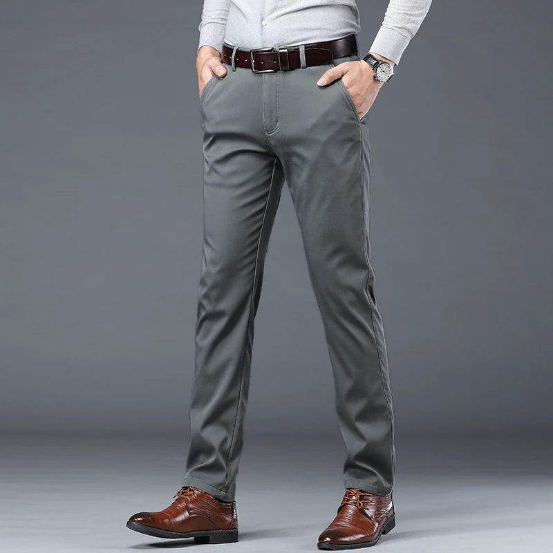 Spring Summer New Men‘s Suit Pants Dress Pant Business Office Cotton Classic Black Blue Trousers Male Plus Size 40 Vibrant Vaults